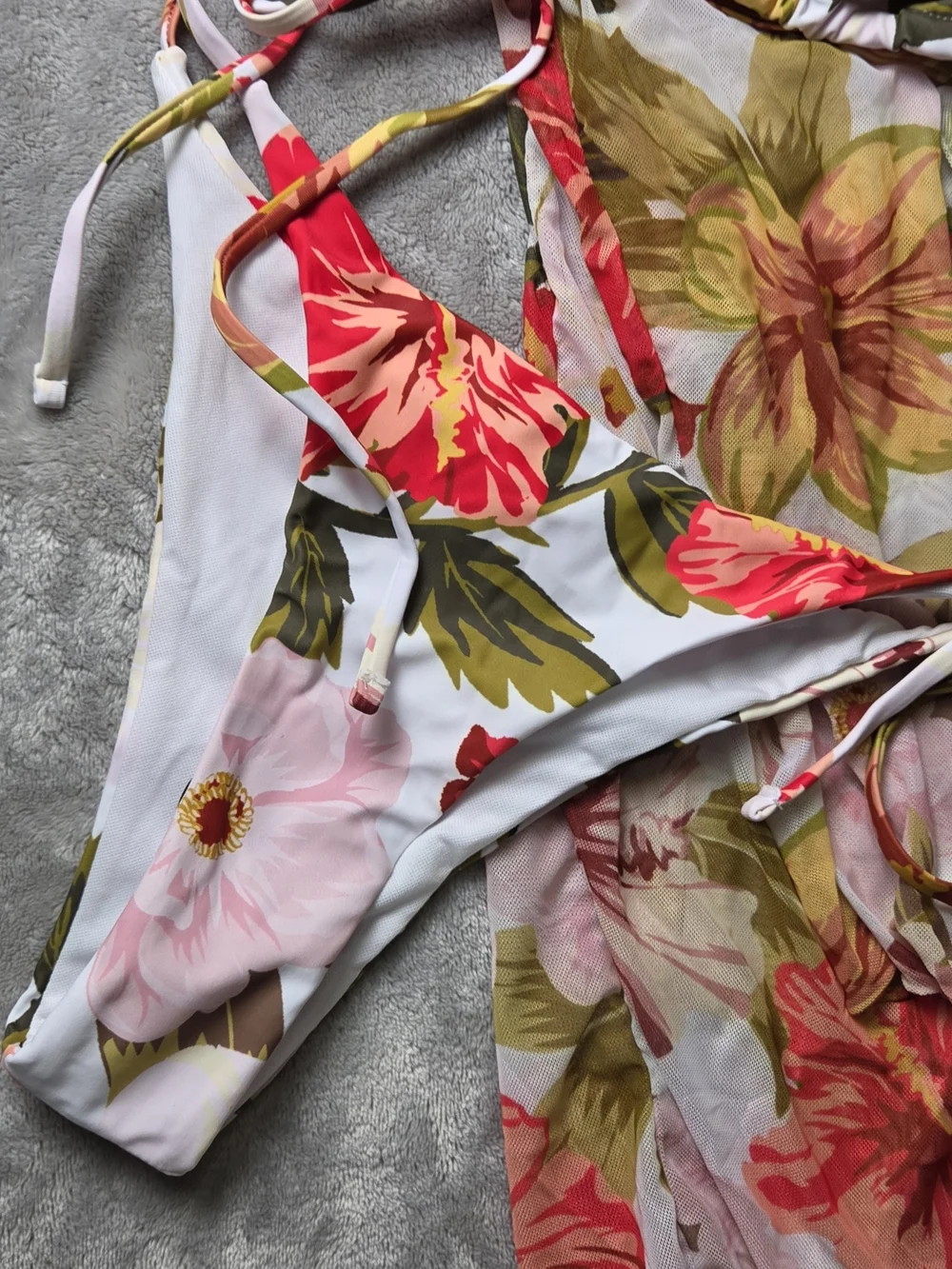 SHEIN Floral Tie-Side Bikini Set in Red, Pink, Yellow